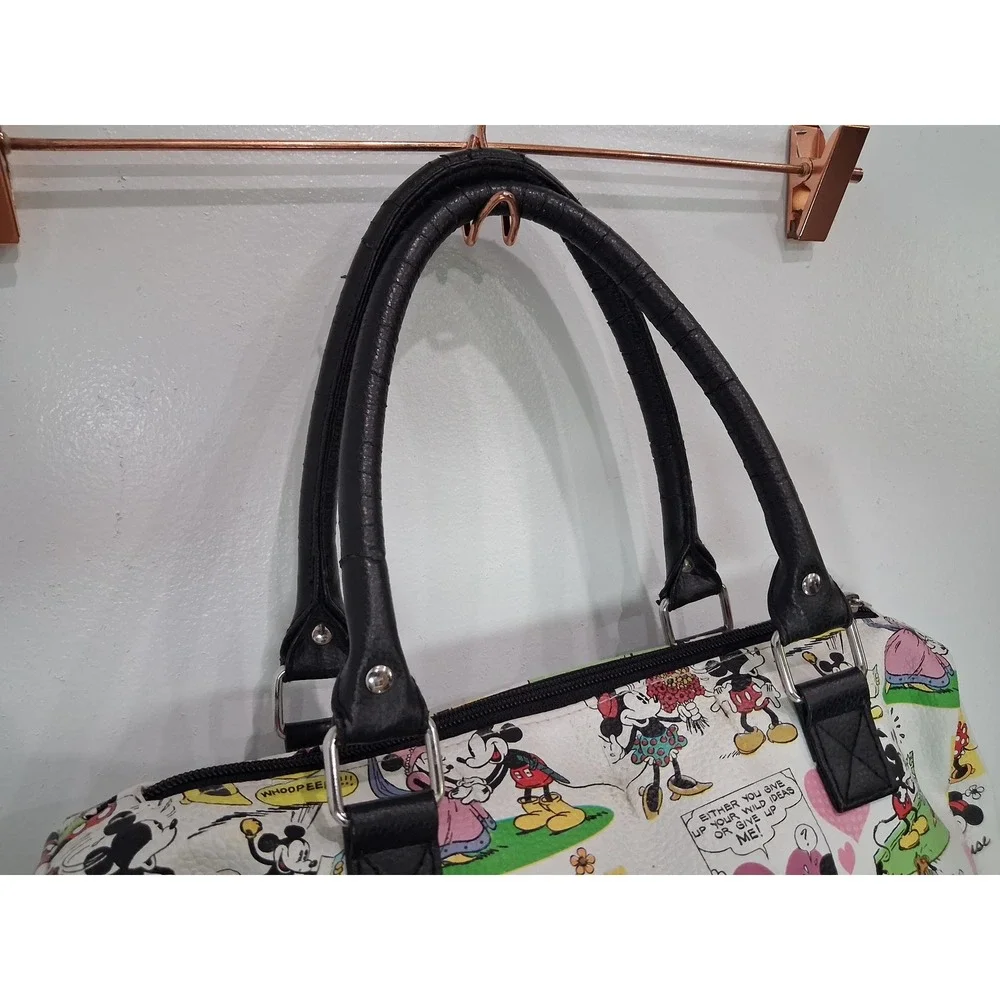 Disney Parks Mickey Minnie Mouse Comic Strip Satchel Bag White Multi F964-3476-9